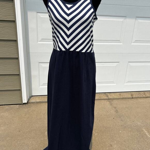 Toad & CO long dress, navy with white stripes, tank style, women's size S - Picture 2 of 8